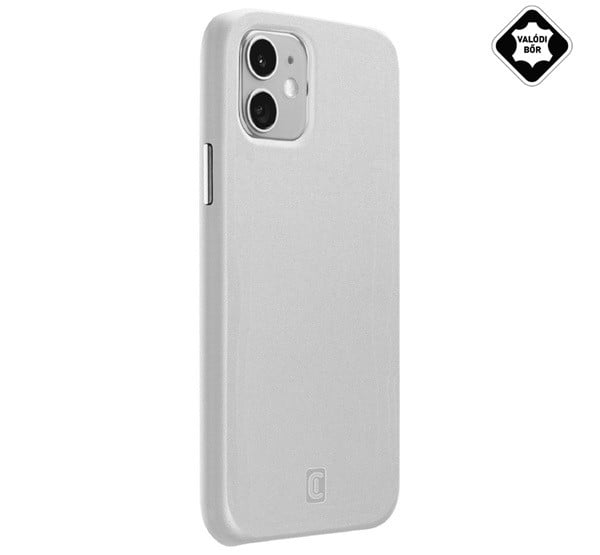 CELLULARLINE ELITE műanyag telefonvédő (mikrofiber belső, valódi bőr hátlap) FEHÉR [Apple iPhone 12 mini]