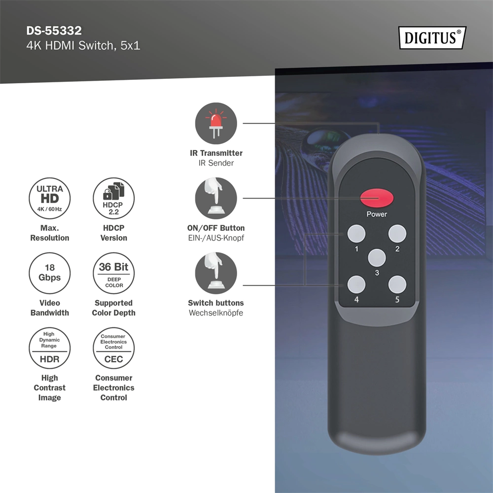 Digitus DS-55332 4K HDMI Switch