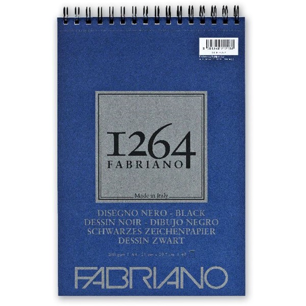 Fabriano 1264 200g A4 40lapos spirálkötött fekete rajztömb Fabriano 1264 200g A4 40lapos spirálkötött fekete rajztömb