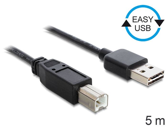 Delock 85553 USB-A 2.0 --> USB-B kábel 5m fekete Delock 85553 USB-A 2.0 --> USB-B kábel 5m fekete
