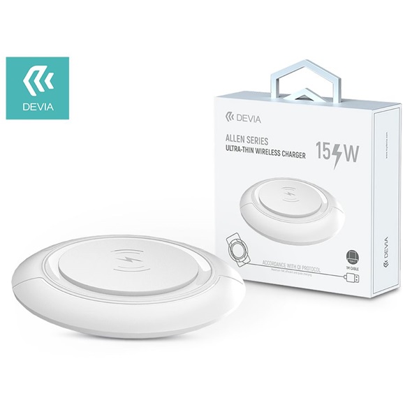 Devia Allen Series V3 vezeték nélküli töltő 15W fehér (ST346170) Devia Allen Series V3 vezeték nélküli töltő 15W fehér (ST346170)