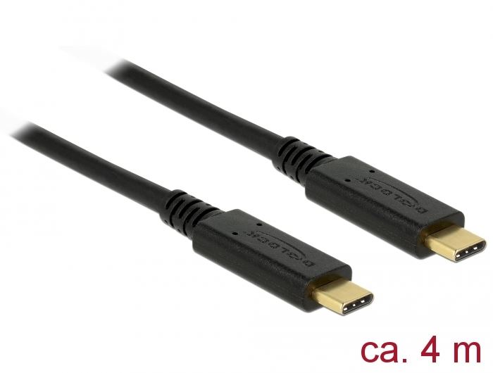 Delock USB 2.0 Type-C -> Type-C kábel 4m fekete (85206)