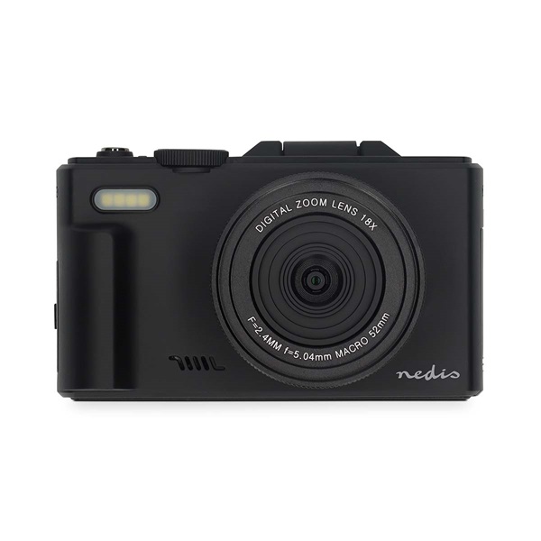 Nedis PCAM2570BK vlogger digitális fényképezőgép / kamera, kihajtható képernyő, 75 MPixel, 5K@15fps, 16 MPixeles CMOS