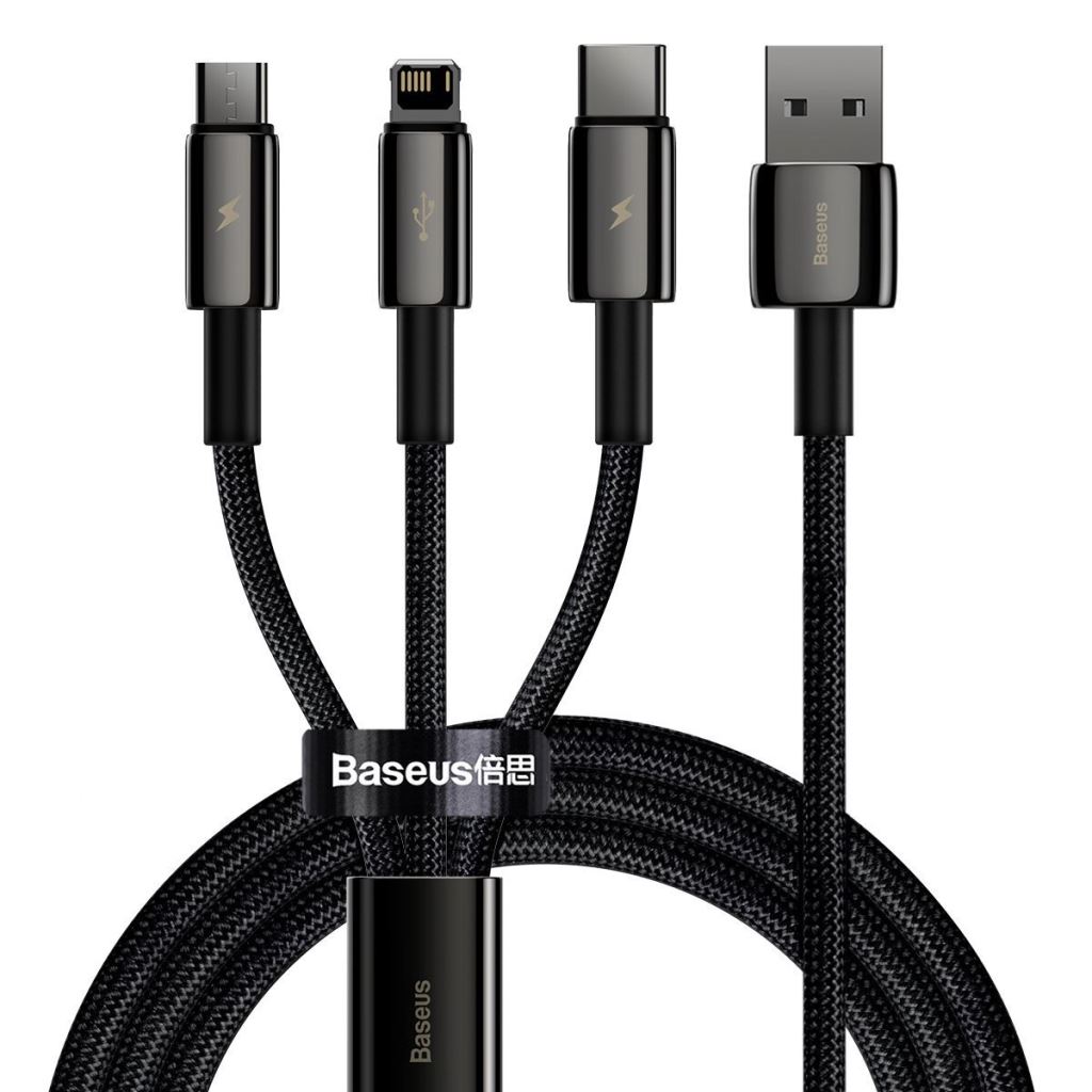 Baseus Tungsten Gold 3az1-ben USB-A --> USB-mikro/USB-C/Lightning 3,5 A 1.5m fekete (CAMLTWJ-01) Baseus Tungsten Gold 3az1-ben USB-A --> USB-mikro/USB-C/Lightning 3,5 A 1.5m fekete (CAMLTWJ-01)