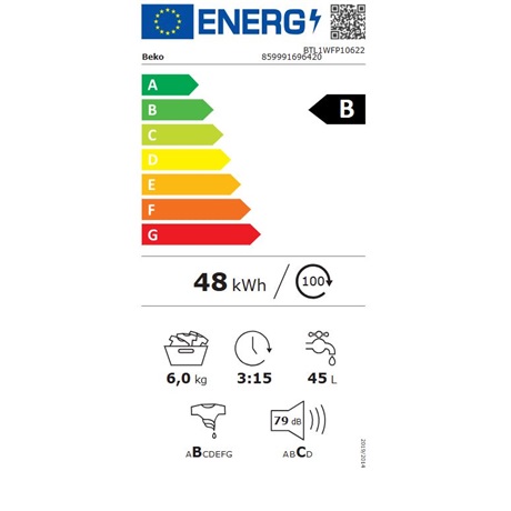 Beko BTL1WFP10622 Felültöltős mosógép