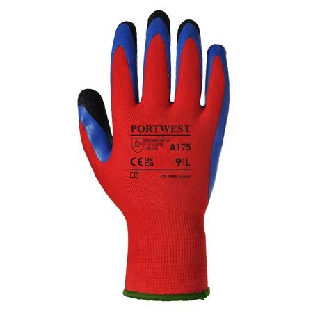PORTWEST Duo-Flex latex védőkesztyű XL-es méret piros-kék (A175R4RXL)