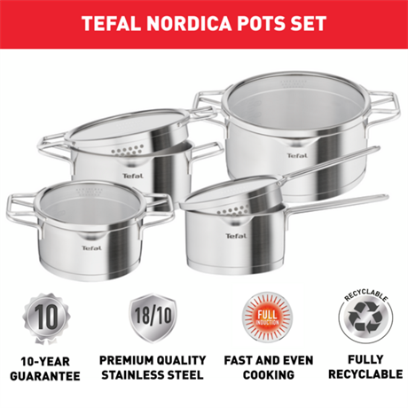 Tefal H852S856 8 részes Edénykészlet Tefal H852S856 8 részes Edénykészlet