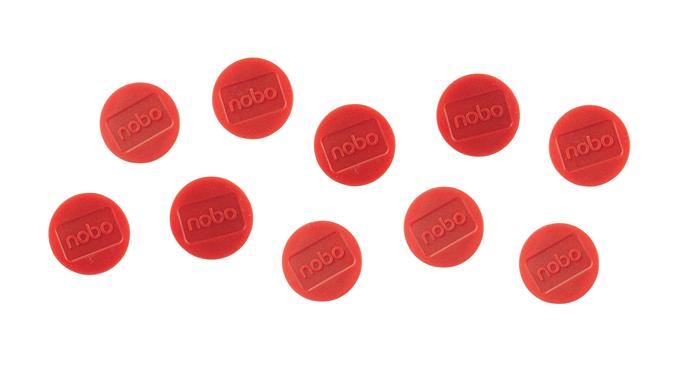 Mágneskorong, erős, 38 mm, 10 db, NOBO, piros Mágneskorong, erős, 38 mm, 10 db, NOBO, piros