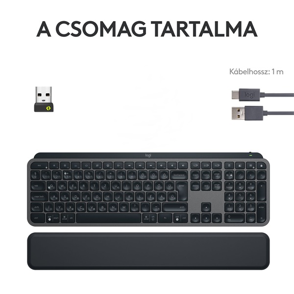 Logitech MX Keys S Plus US fekete billentyűzet