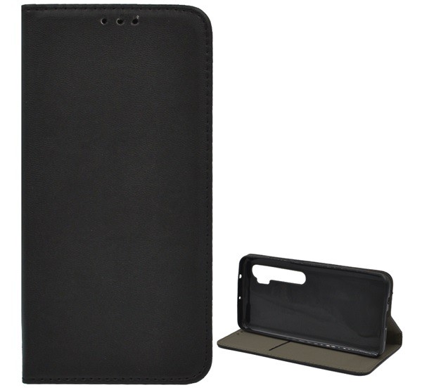 Tok álló, bőr hatású (FLIP, oldalra nyíló, asztali tartó funkció) FEKETE [Xiaomi Mi Note 10 Pro]