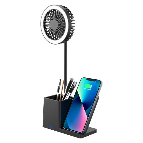 S-Link SL-M9055 Wireless charge 10W Asztali Ventilátor Fekete 