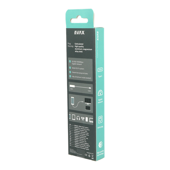  AVAX AD604 CONNECT+ Type C 3.0 - Gigabit Ethernet adapter alumínium