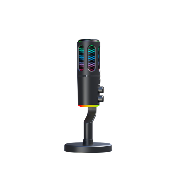 The G-Lab Mikrofon - K-MIC-NEON (3.5mm Jack csatlakozó, RGB, DUAL-CHANNEL CARDIOID, ENC, fekete)