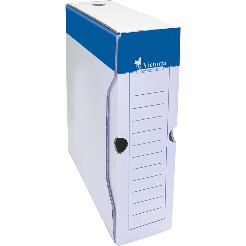 Archiválódoboz, A4, 80 mm, karton, VICTORIA OFFICE, kék-fehér Archiválódoboz, A4, 80 mm, karton, VICTORIA OFFICE, kék-fehér