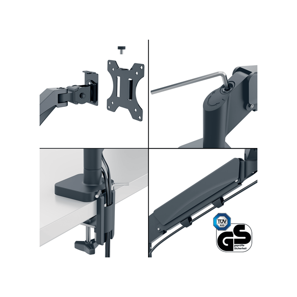 LEITZ Ergo Dual helytakarékos monitor- és laptopkar Sötétszürke