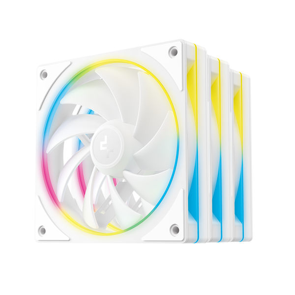 DeepCool 12cm   FL12 SE WH (3in1)  28.67dB  max.86,20 m3/h  3x12cm  3pin  hydro bearing ház hűtésre  RGB  PWM Cooler