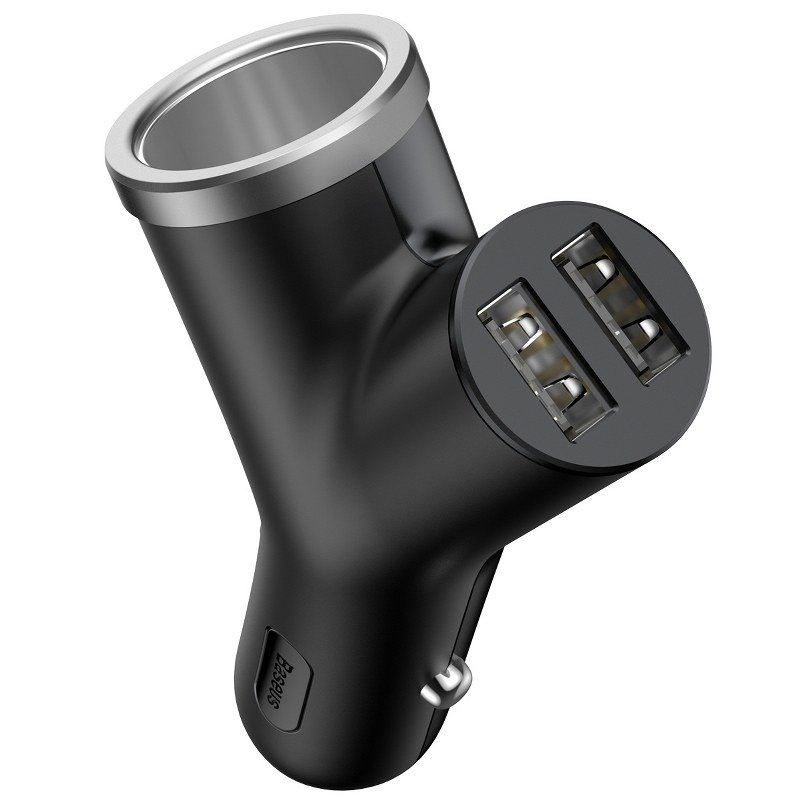 Baseus Y Type 2x USB autós töltő, 3.4A, 40W, fekete (CCALL-YX01) Baseus Y Type 2x USB autós töltő, 3.4A, 40W, fekete (CCALL-YX01)
