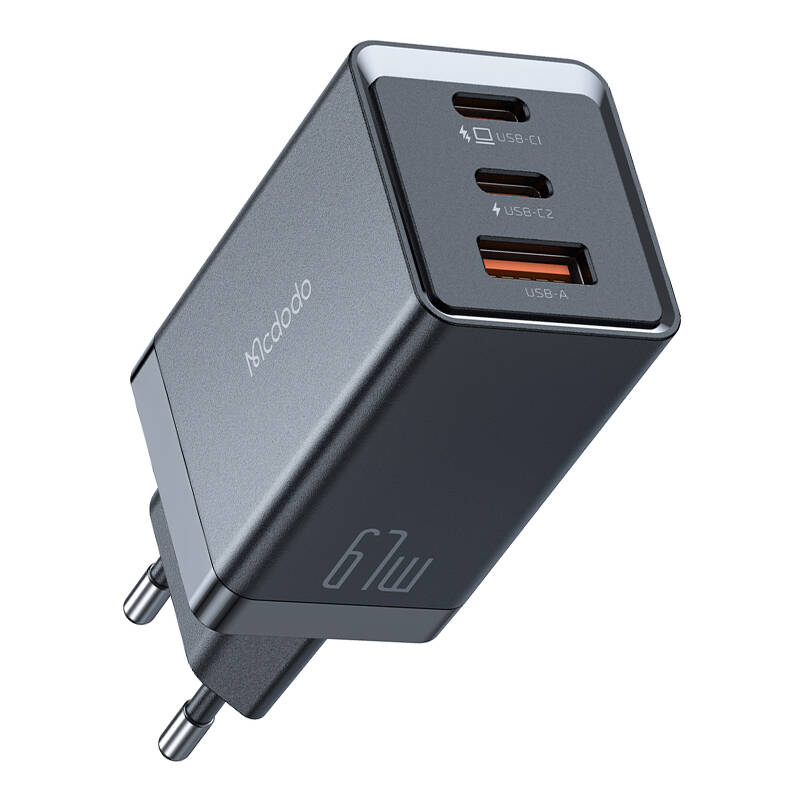 Mcdodo CH-1541 GaN wall charger, 2x USB-C, 1x USB, 67W (black) Mcdodo CH-1541 GaN wall charger, 2x USB-C, 1x USB, 67W (black)