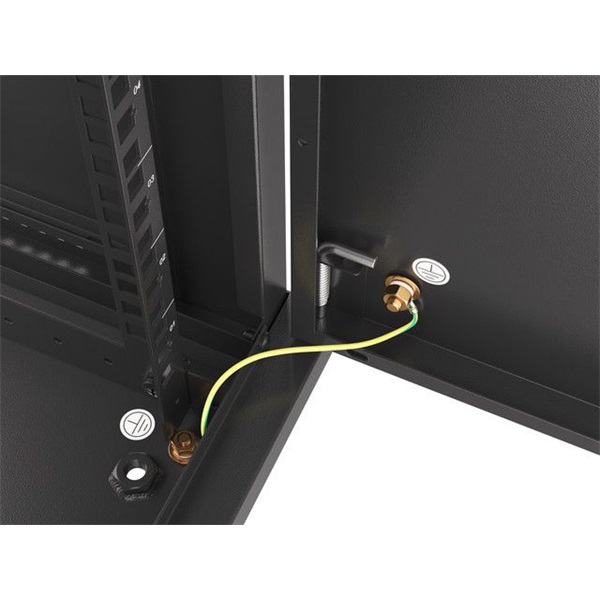 Lanberg WF01-6409-00B 19" 9U SZÉL:600 MÉLY:450 MAG:512 lapraszerelt fémajtós fekete fali rack szekrény