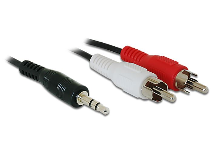 Delock audio kábel, DC jack 3.5 mm apa > 2x RCA apa, 1.5 m Delock audio kábel, DC jack 3.5 mm apa > 2x RCA apa, 1.5 m
