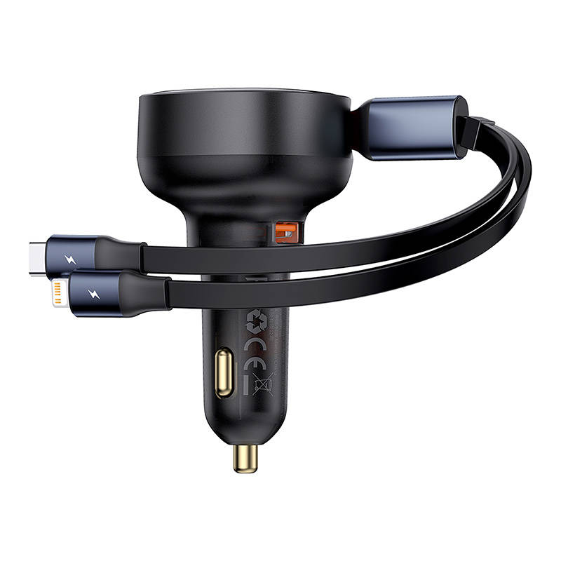 Car Charger Baseus Enjoyment USB with USB-C cable and Lightning 60W (black) Car Charger Baseus Enjoyment USB with USB-C cable and Lightning 60W (black)
