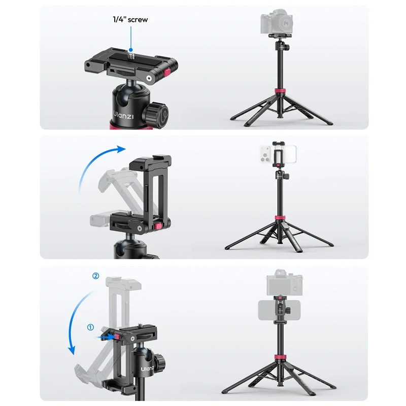 Ulanzi MT-44-2 automatikusan selfie állvány  monopod  telefontartó adapter  bluetooth Fekete