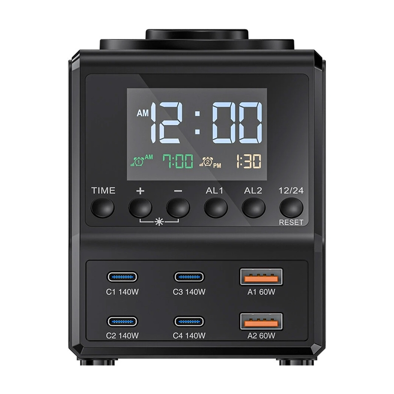 Blitzwolf BW-FW10 2xUSB-A  4xUSB-C  240W ébresztőóra töltővel