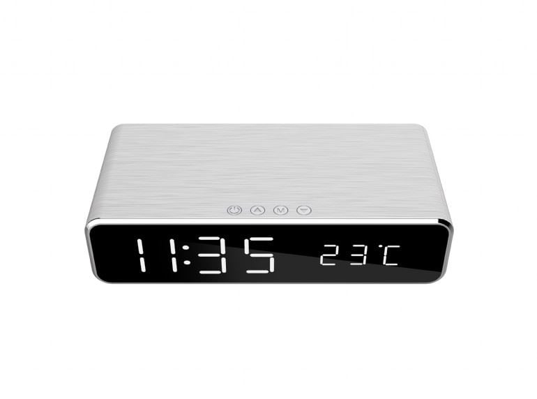 Gembird DAC-WPC-01-S digitális ébresztőóra vezeték nélküli töltés funkcióval ezüst Gembird DAC-WPC-01-S digitális ébresztőóra vezeték nélküli töltés funkcióval ezüst