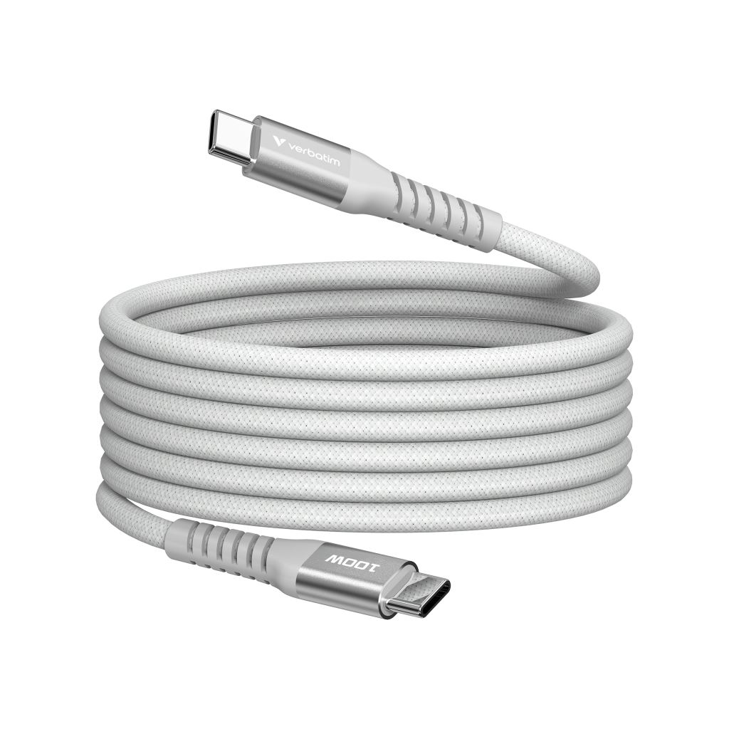 Verbatim USB-C - USB-C mágneses adat- és töltőkábel 100W, 1,2m szürke (31854)