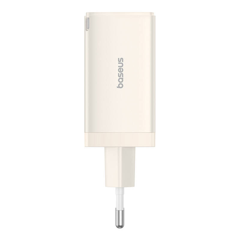 Wall charger Baseus GaN5 2x USB-C + USB, 65W + cable 1m (white)