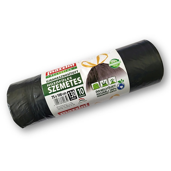 Mazzini húzófüles 130 l /75x100/35 mikr. 10 db/csomag háztartási szemeteszsák
