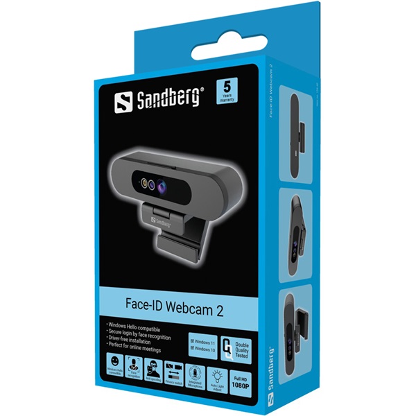 Sandberg  Face-ID Webcam 2  Webkamera Fekete 