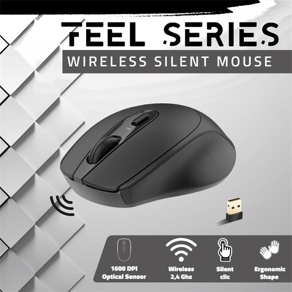 Advance vezeték nélküli FEEL WIRELESS  1600 DPI  4 gomb Egér Fekete 