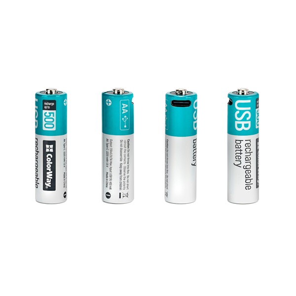 COLORWAY CW-UBAA-10  AA újratölhető elem, USB-C 2200 mAh 1.5B (Li-Polymer) (2pc.) 