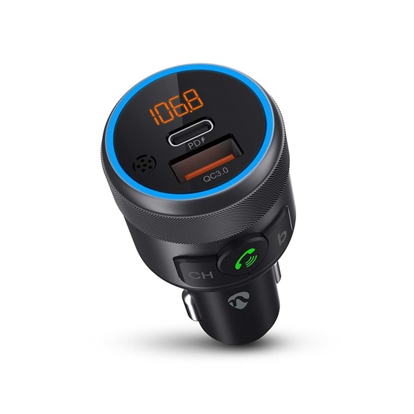 Nedis CATR3024BK  Bluetooth PD 18 W / PD 24 W Gyorstöltés  Basszuskiemelés  Google Asszisztens / Siri  FM transmitter