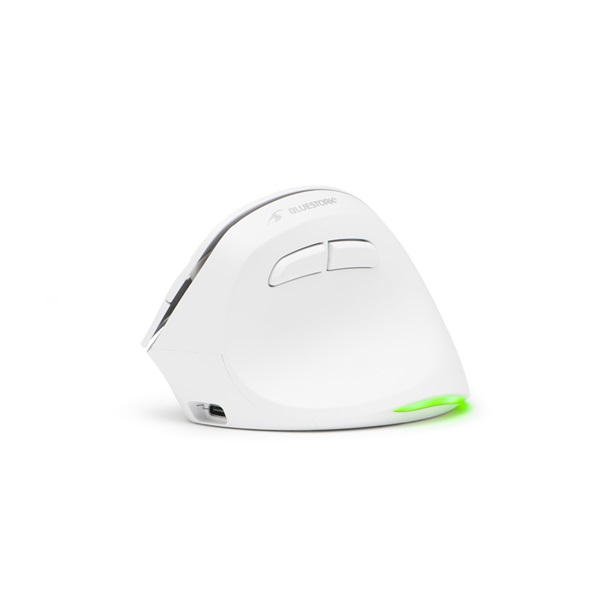 Bluestork M-WL-ERGO-LUMI-W  Ergonomic Rechargeable  Vezeték nélküli Egér Fehér 