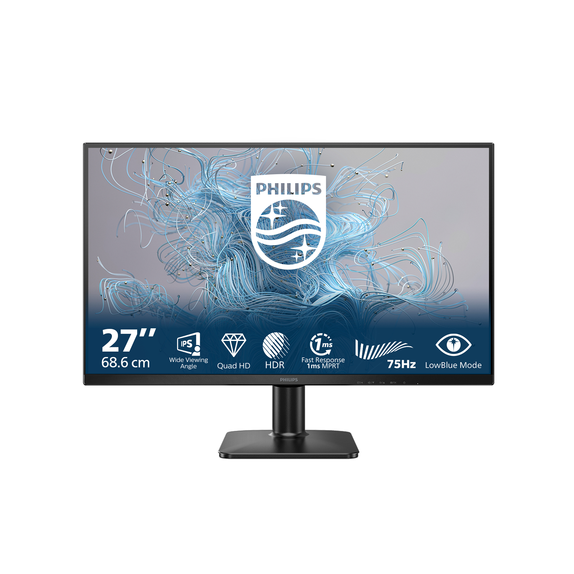 Philips  27" 27E2N1500L Monitor - 2560x1440, QHD, LED, IPS, 75Hz, 4ms, FreeSync, Fekete