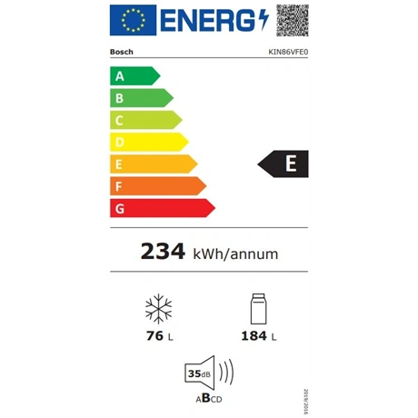 Bosch KIN86VFE0 Beépíthető alulfagyasztós hűtőszekrény