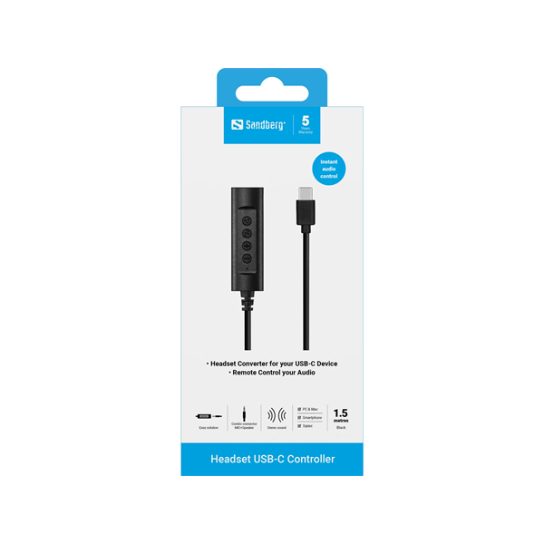SANDBERG Headset USB-C Controller  1.5m