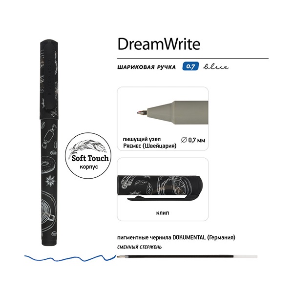 Bruno Visconti Dreamwrite Café Nero 0,7 mm, kék golyóstoll Bruno Visconti Dreamwrite Café Nero 0,7 mm, kék golyóstoll
