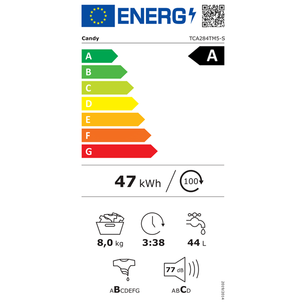 Candy TCA286TM5-S Felültöltős mosógép - 8kg, 1200 ford./perc, A Energiaosztály, Wifi
