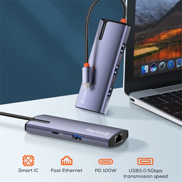 COLORWAY USB-elosztó CW-HUB03  USB-C 6-B-1 Dokkolóállomás