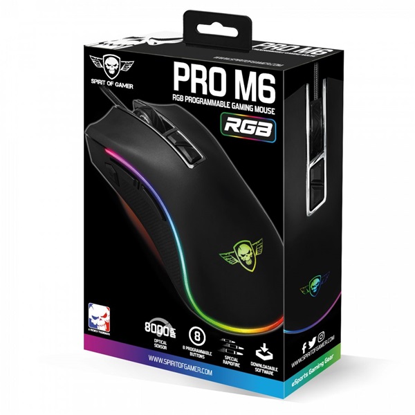 Spirit Of Gamer PRO-M6 optikai Gaming egér fekete (S-PM6)