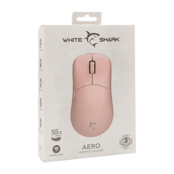 White Shark WGM-5015P AERO vezeték nélküli gamer egér Rózsaszín