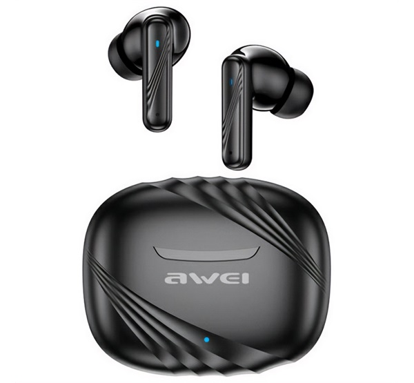 Awei bluetooth fülhallgató SZTEREO (v5.4, TWS, aktív zajszűrő, mikrofon + töltőtok) FEKETE (TA6)