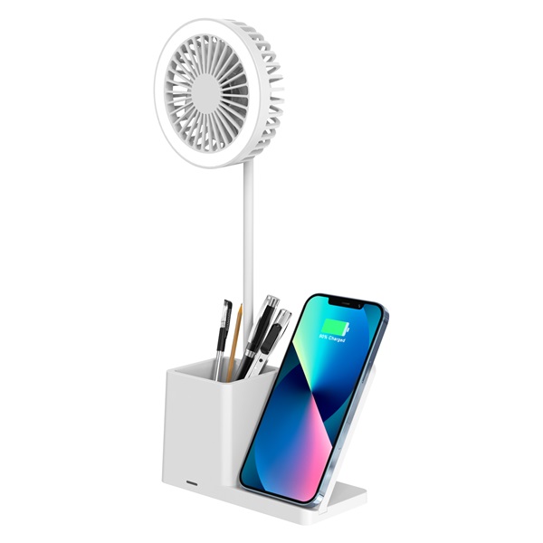 S-Link  SL-M9055 Wireless charge 10W Asztali Ventilátor  Fehér 