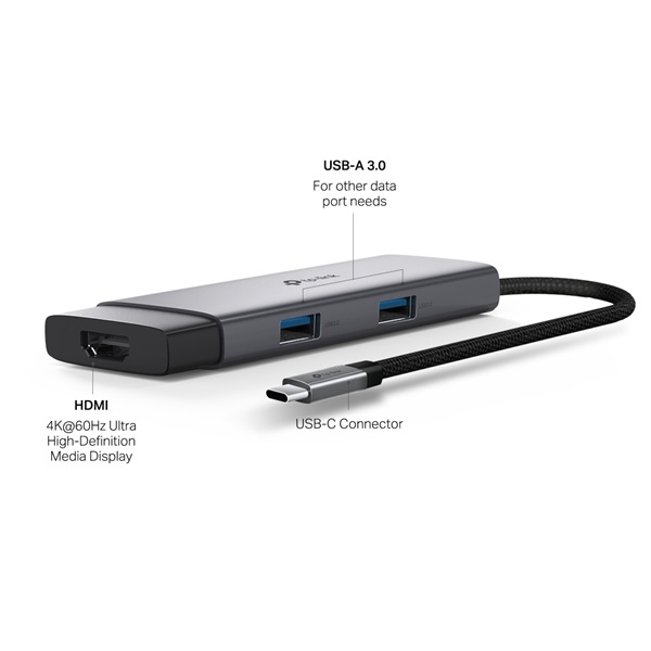 TP-LINK UH5020C USB Type-C  5 portos 1xHDMI + 1xPD 100W +1xUSB-C + 2xUSB  