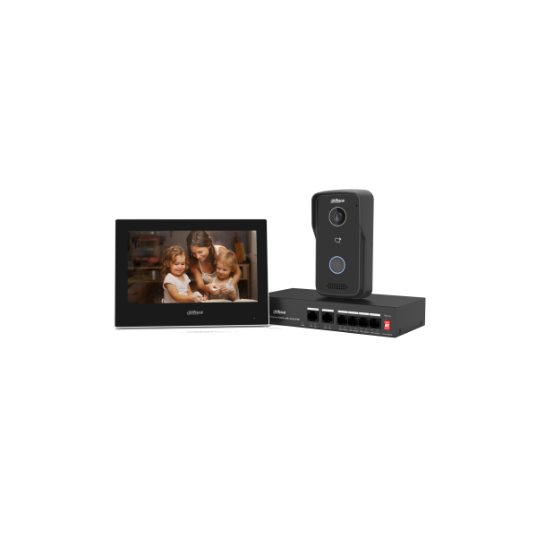 Dahua IP video kaputelefon szett - KTP03 (VTO2111D-P-S3 + VTH2621G-P + PFS3006-4ET-36)
