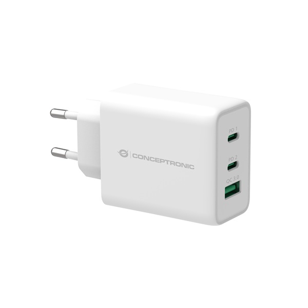 Conceptronic ALTHEA12W 2xUSB-C+USB-A 65W telefon töltő adapter Fehér Conceptronic ALTHEA12W 2xUSB-C+USB-A 65W telefon töltő adapter Fehér
