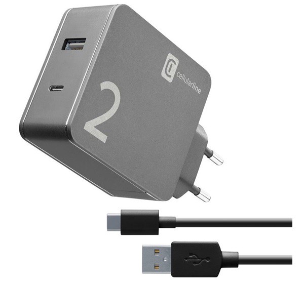 CELLULARLINE hálózati töltő USB / Type-C aljzat (5V / 2000 mAh, 48W, QC gyorstöltés támogatás + Type-C kábel) FEKETE (ACHUSB2KITHOME48WK) CELLULARLINE hálózati töltő USB / Type-C aljzat (5V / 2000 mAh, 48W, QC gyorstöltés támogatás + Type-C kábel) FEKETE (ACHUSB2KITHOME48WK)